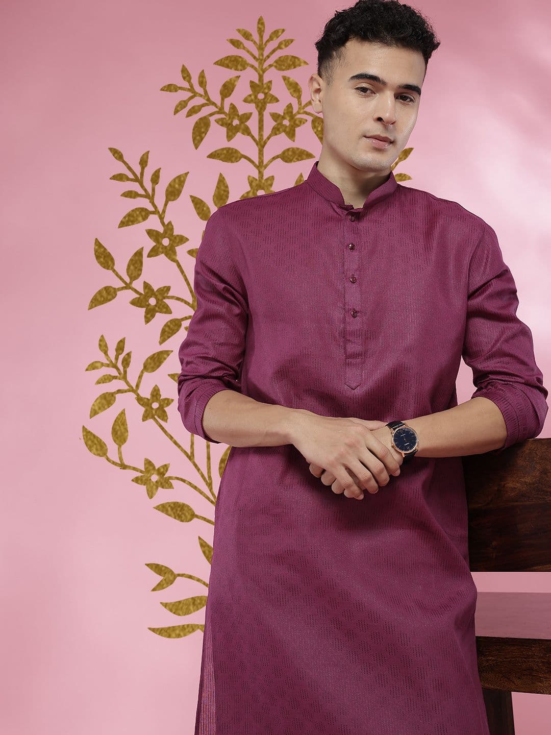 Anouk Woven Design Mandarin Collar Straight Kurta - view 1