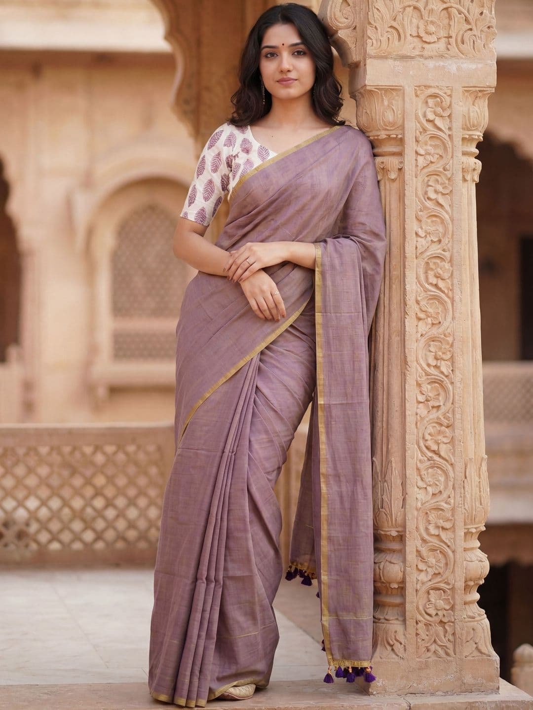 Anouk Woven Design Pure Cotton Khadi Saree - view 1