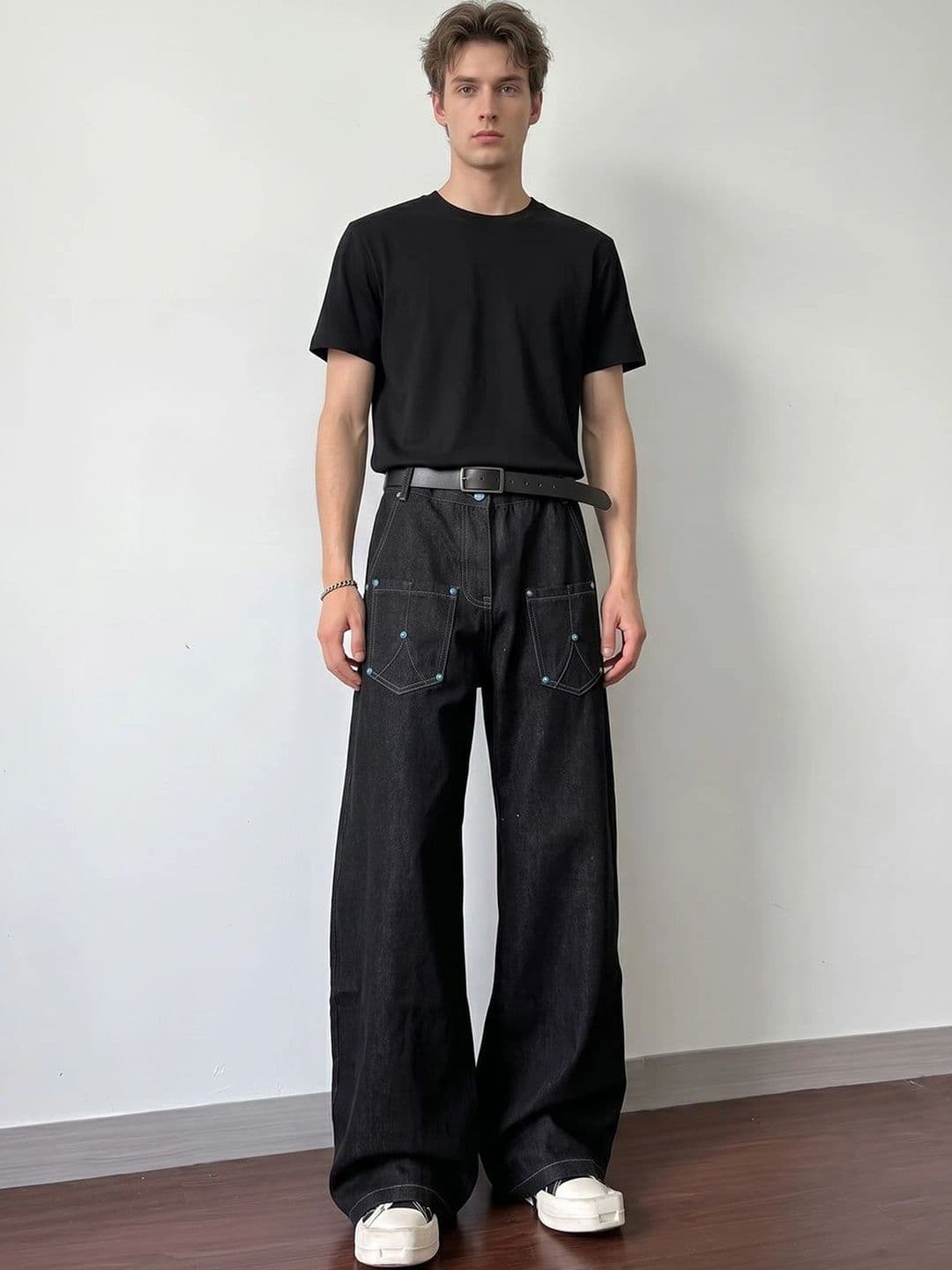 StyleCast x Revolte Men Wide Leg Mid-Rise Heavy Fade Jeans - view 1