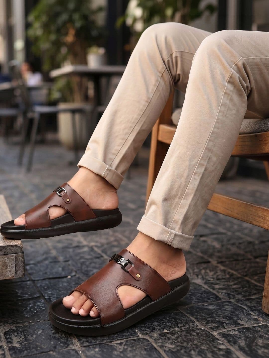 Bxxy Men Brown Casual Dual Strap Open-Toe Sandals - view 1