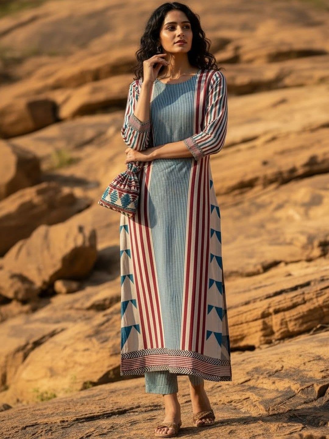 Anouk Women Geometric Printed Kurta - view 1