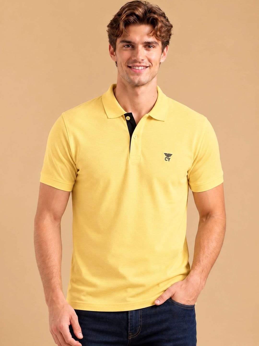 Club York Men Brand Logo Polo Collar T-shirt - view 1