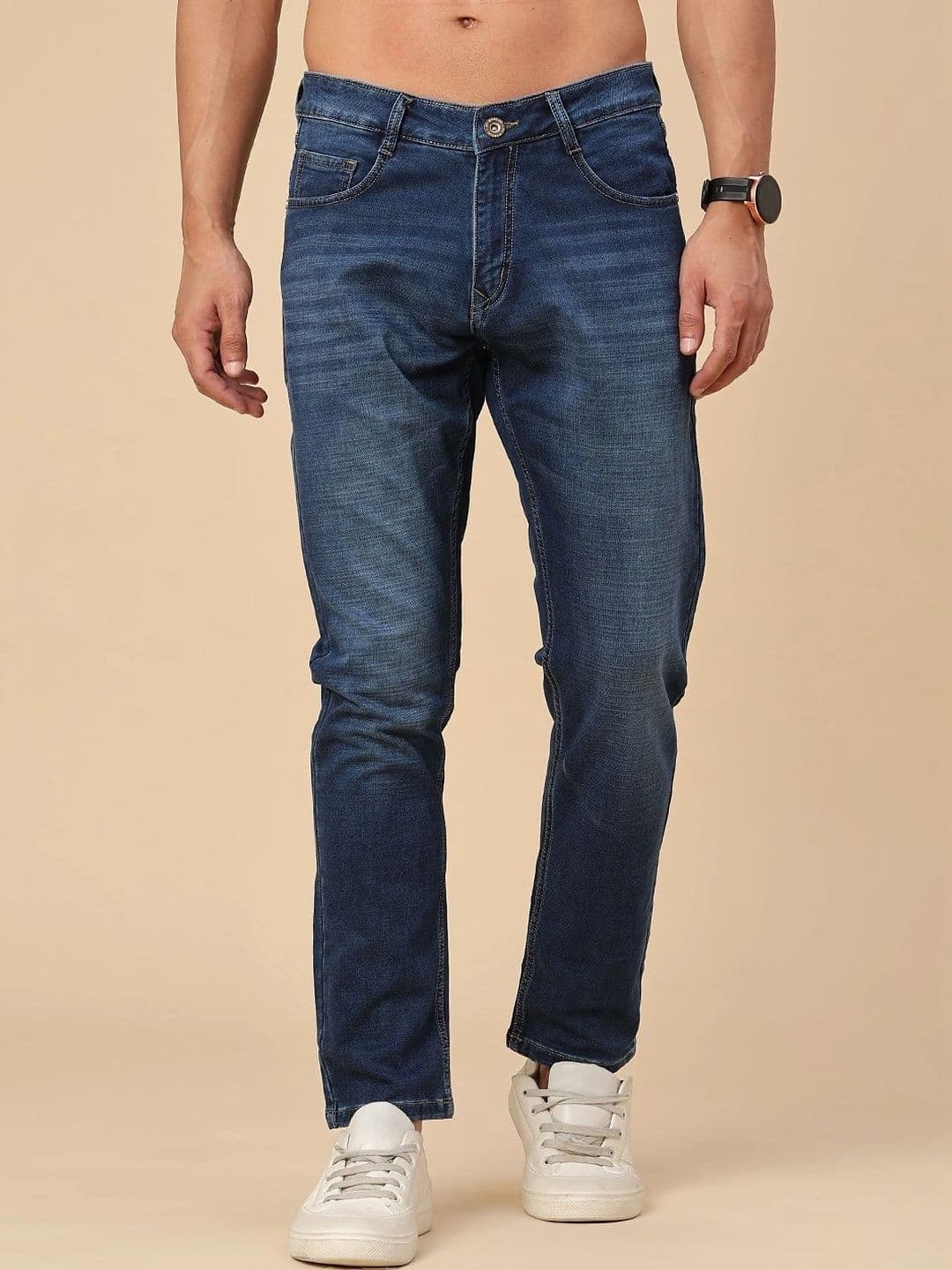 V-Mart Men Regular Fit Mid-Rise Low Distress Stretchable Jeans - view 1