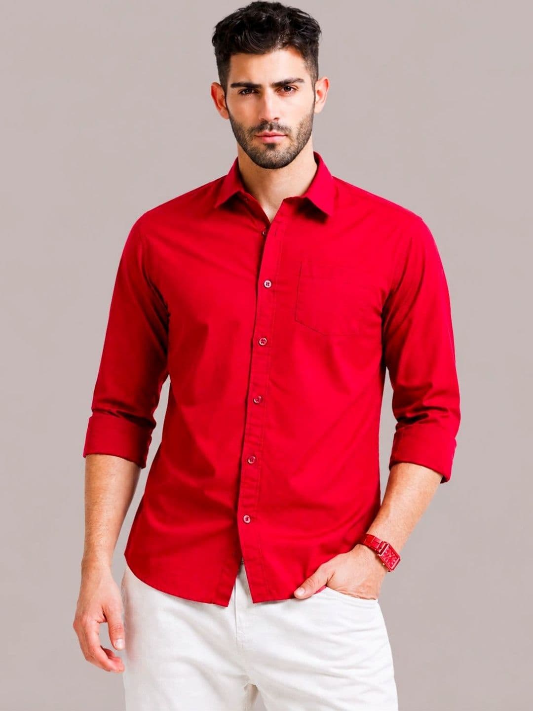 UNSEEN Men Solid Cotton Linen Casual Shirt - view 1