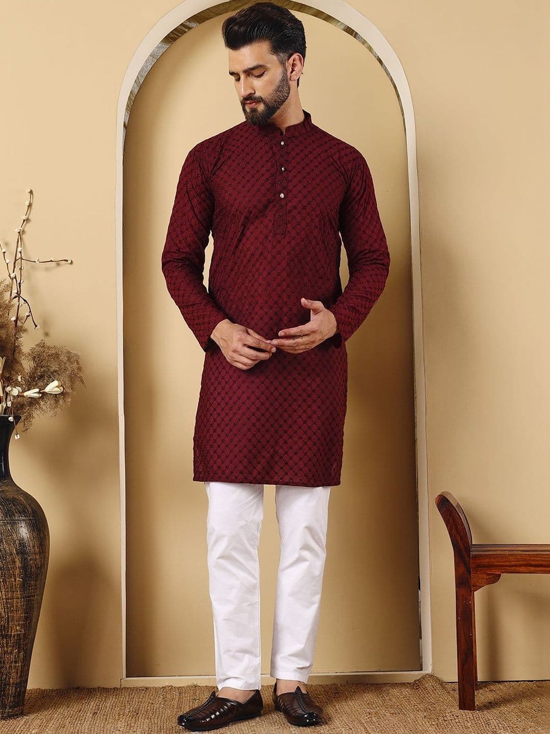 Anouk Men Ethnic Motifs Embroidered Mirror Work Kurta - view 1