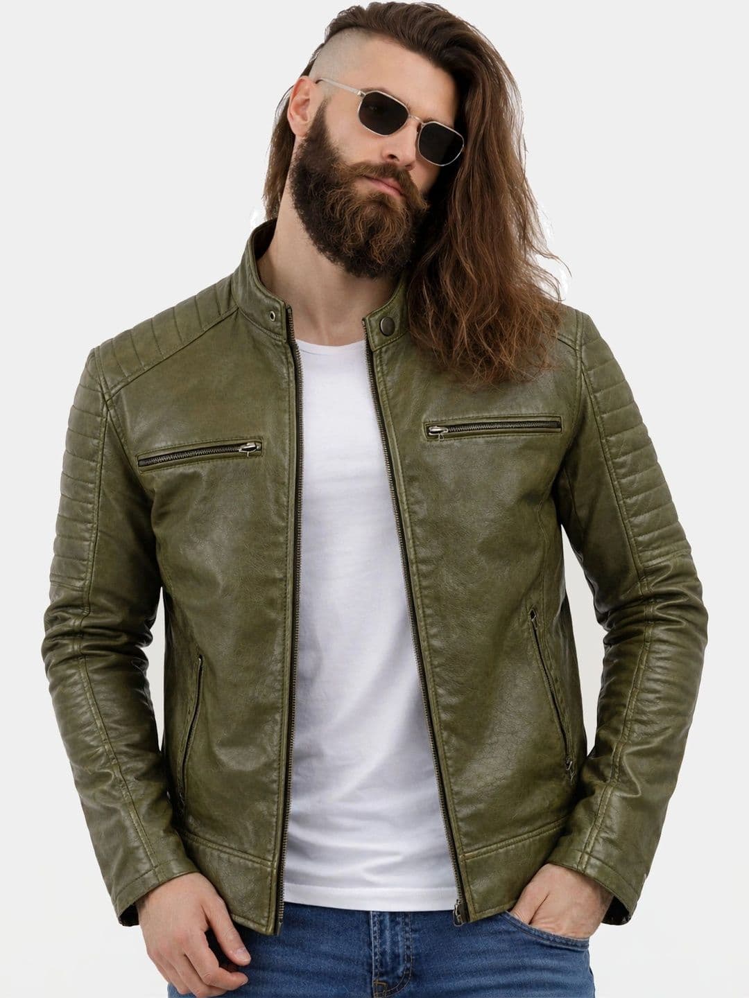 Leather Retail Men Outdoor Biker Jacket - view 1