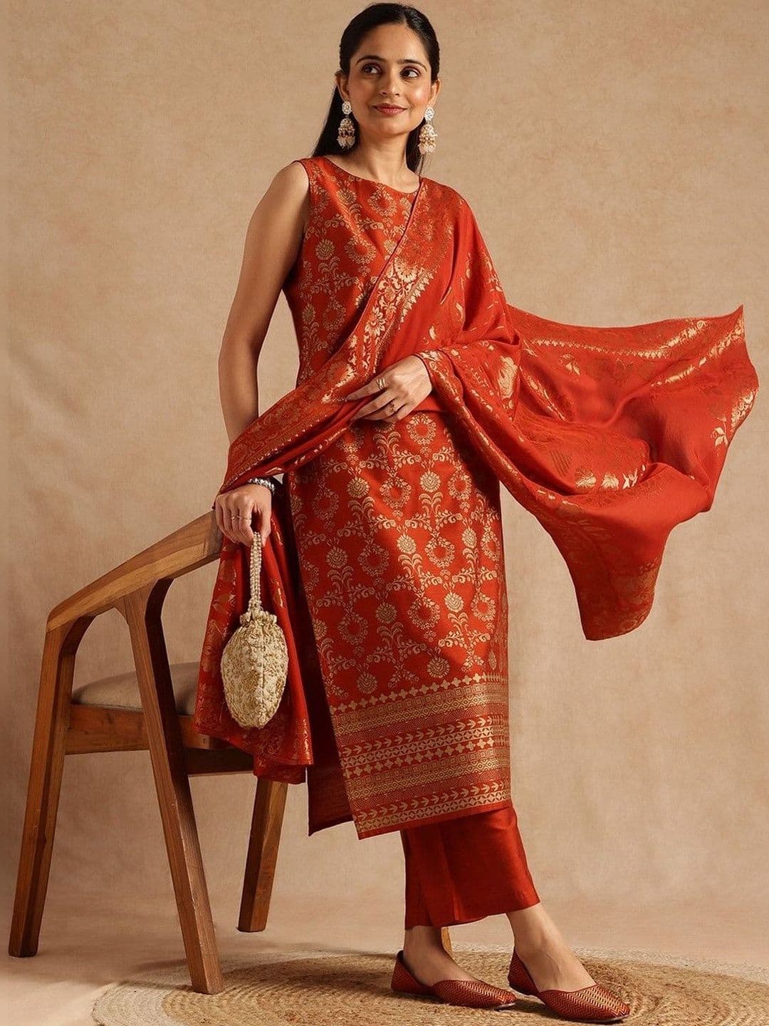 Anouk Women Ethnic Motifs Regular Kurta with Trousers & With Dupatta - view 1