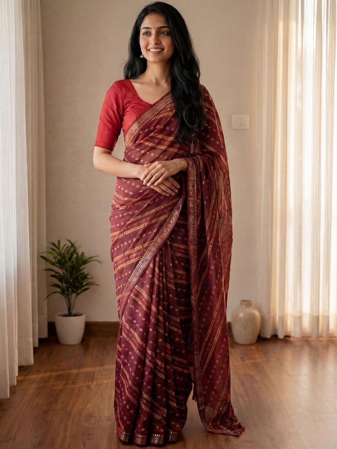 Anouk Ethnic Motifs Poly Georgette Saree - view 1