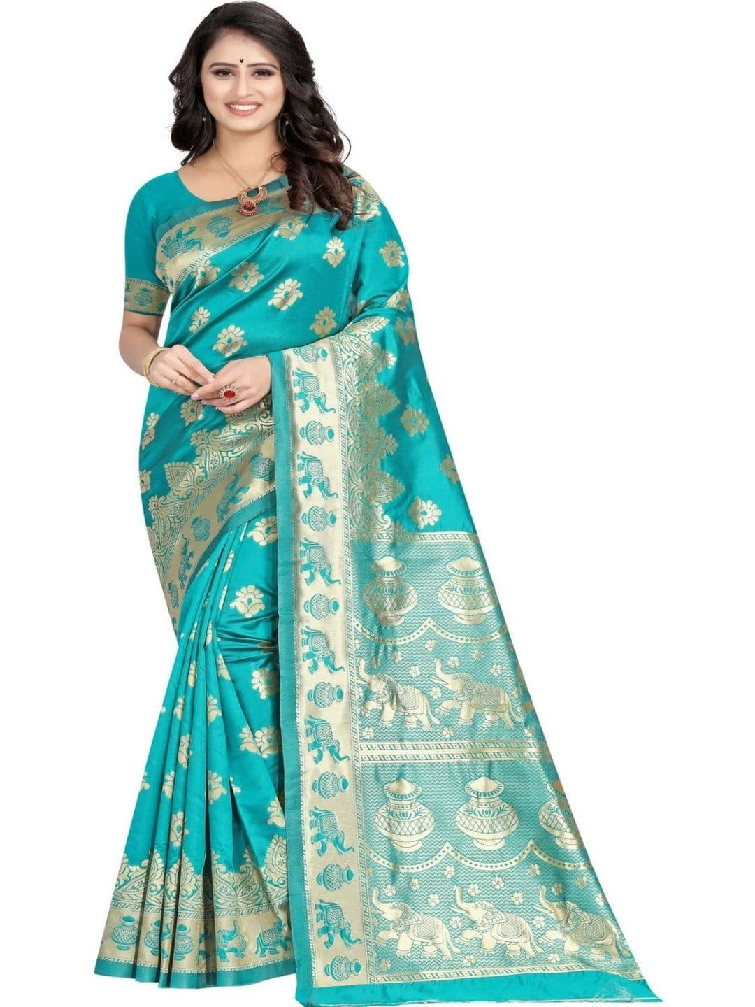FOLENNE Zari Art Silk Banarasi Saree - view 1