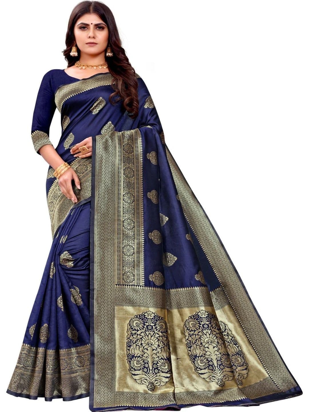 FOLENNE Paisley Zari Art Silk Banarasi Saree - view 1