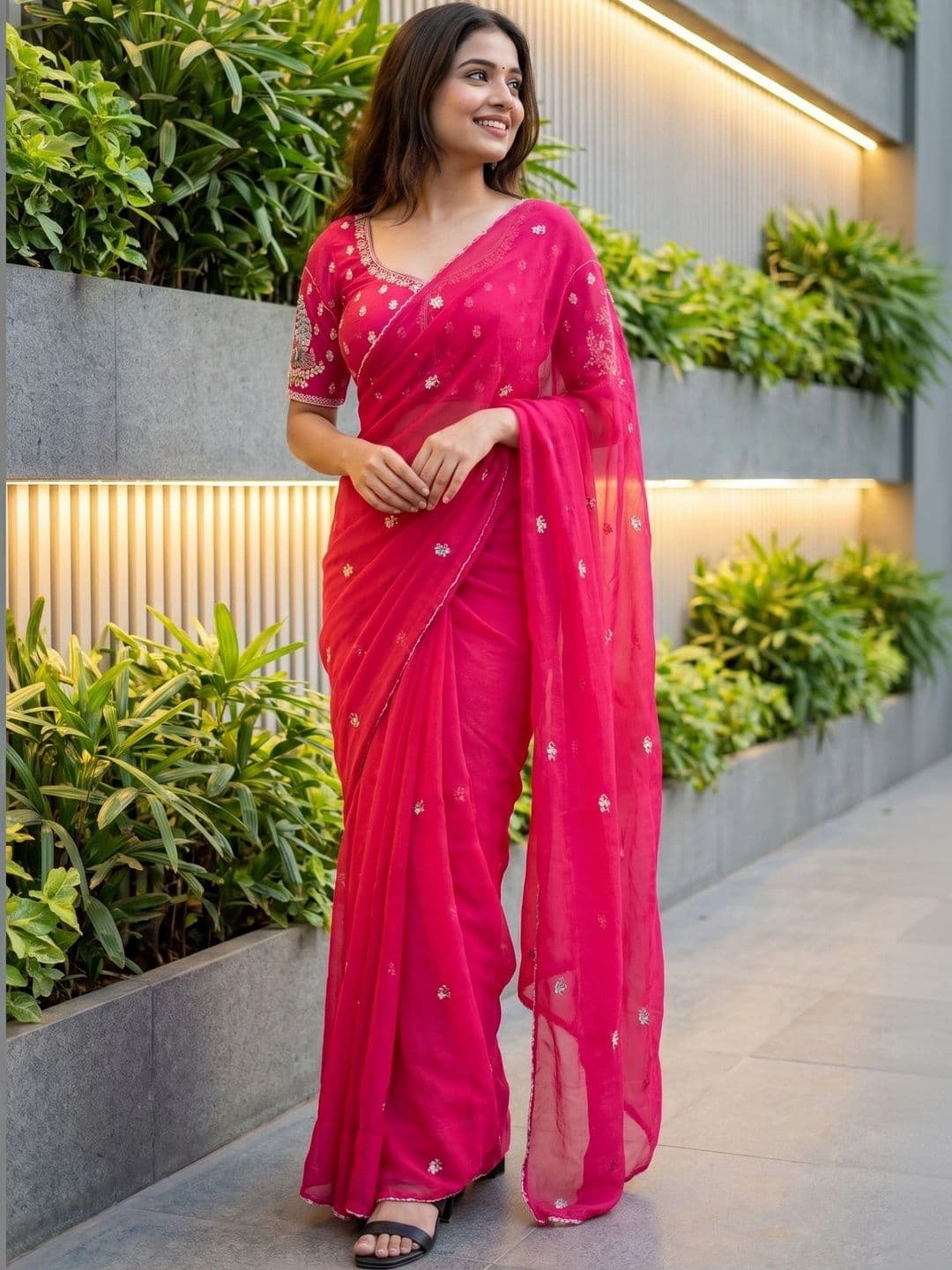 RANGVYRA LIFESTYLE Embroidered Pure Georgette Saree - view 1