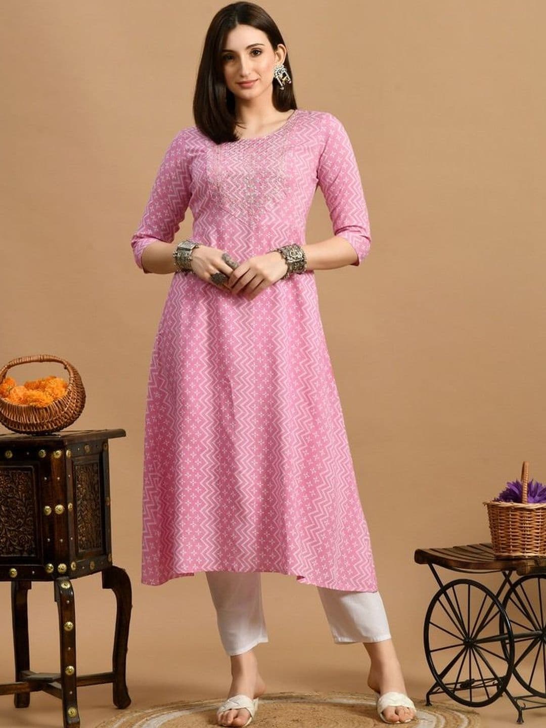 Anouk Ethnic Motifs Printed A-Line Kurta - view 1