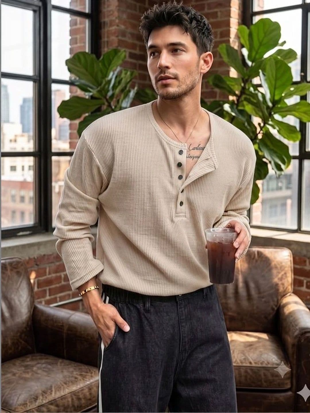 Emavic Men Henley Neck T-shirt - view 1