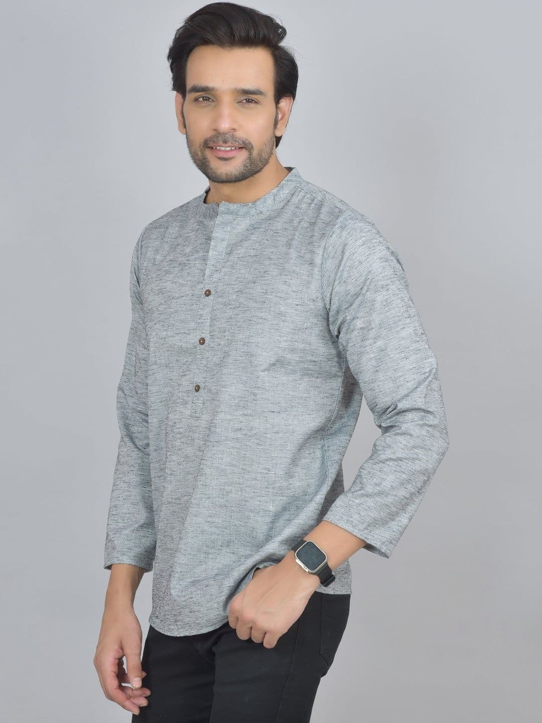 Anouk Mirage Men Striped Thread Work Handloom Kurta - view 1