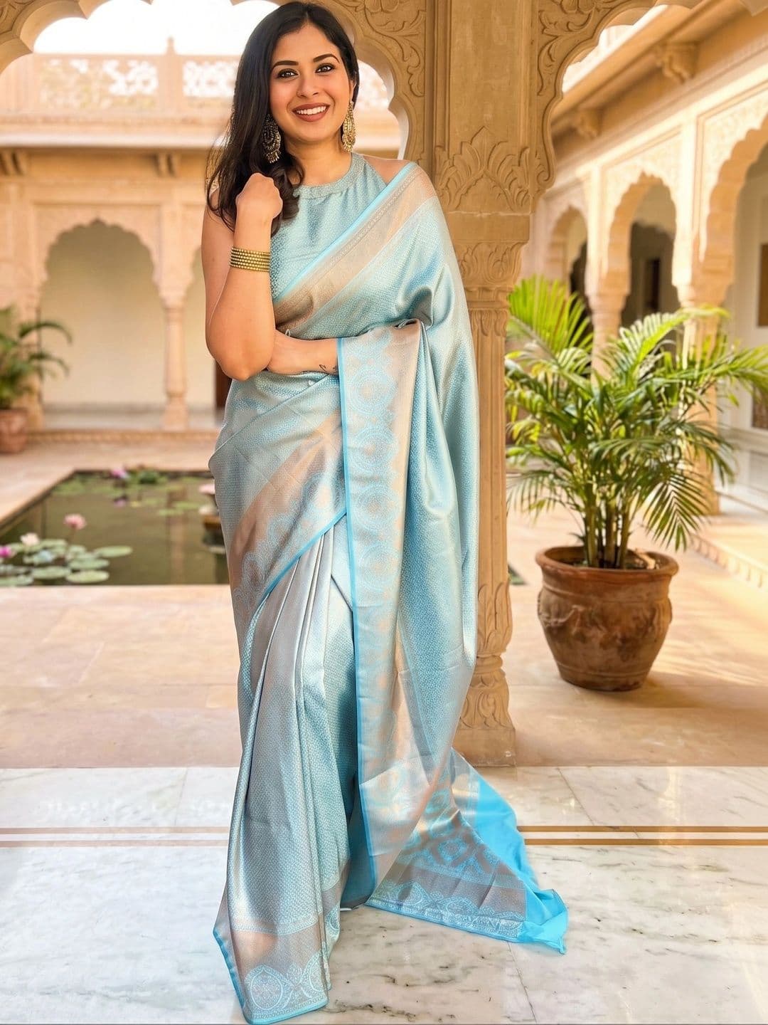 SHRIADINATH Woven Design Zari Art Silk Banarasi Saree - view 1
