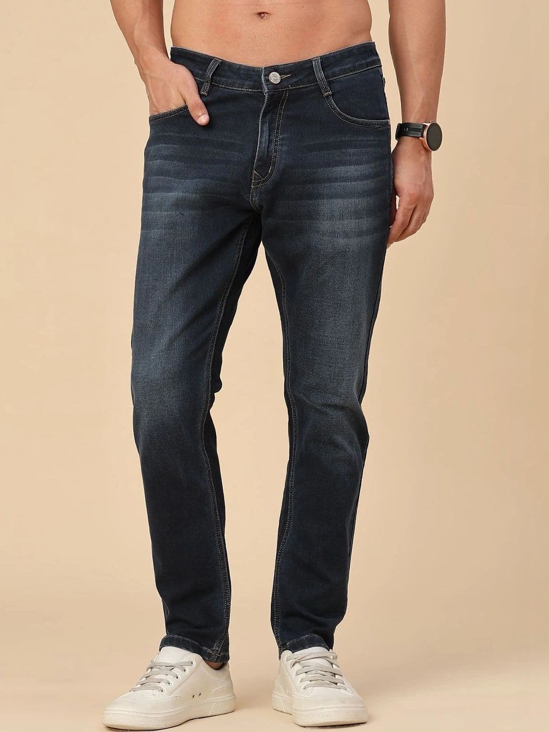 V-Mart Men Regular Fit Mid-Rise Stretchable Cotton Jeans - view 1