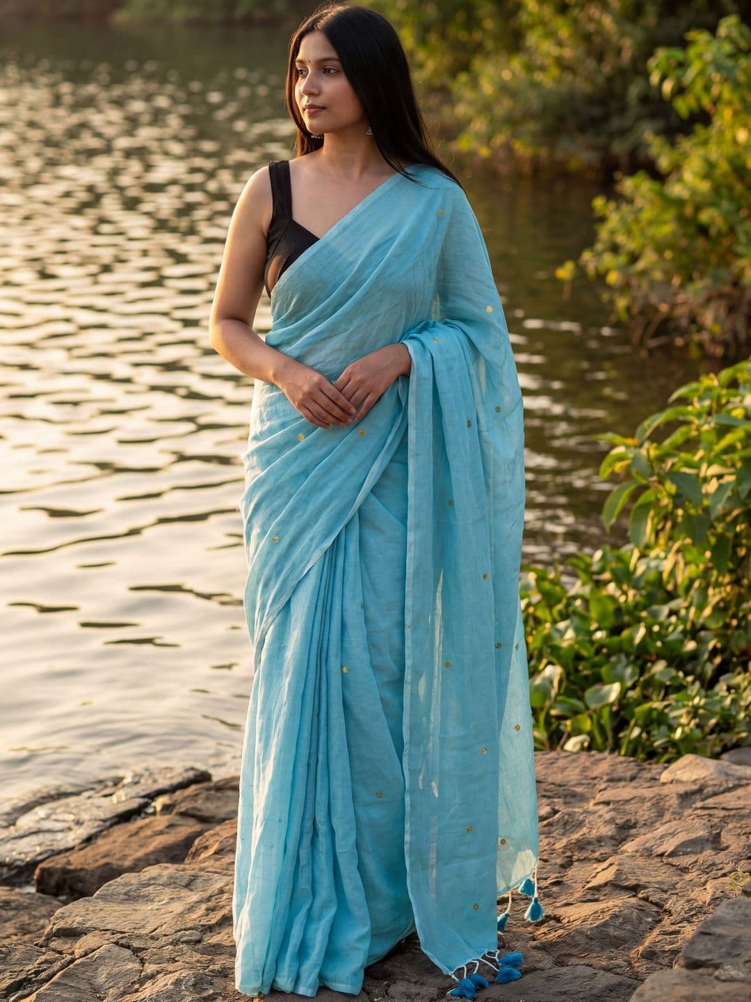 Anouk Embellished Sequinned Pure Cotton Khadi Saree - view 1