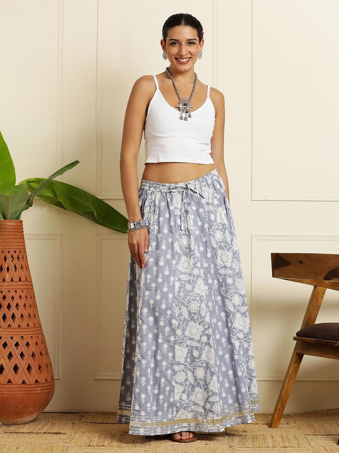 Anouk Women Pure Cotton Floral Maxi Flared Skirt - view 1