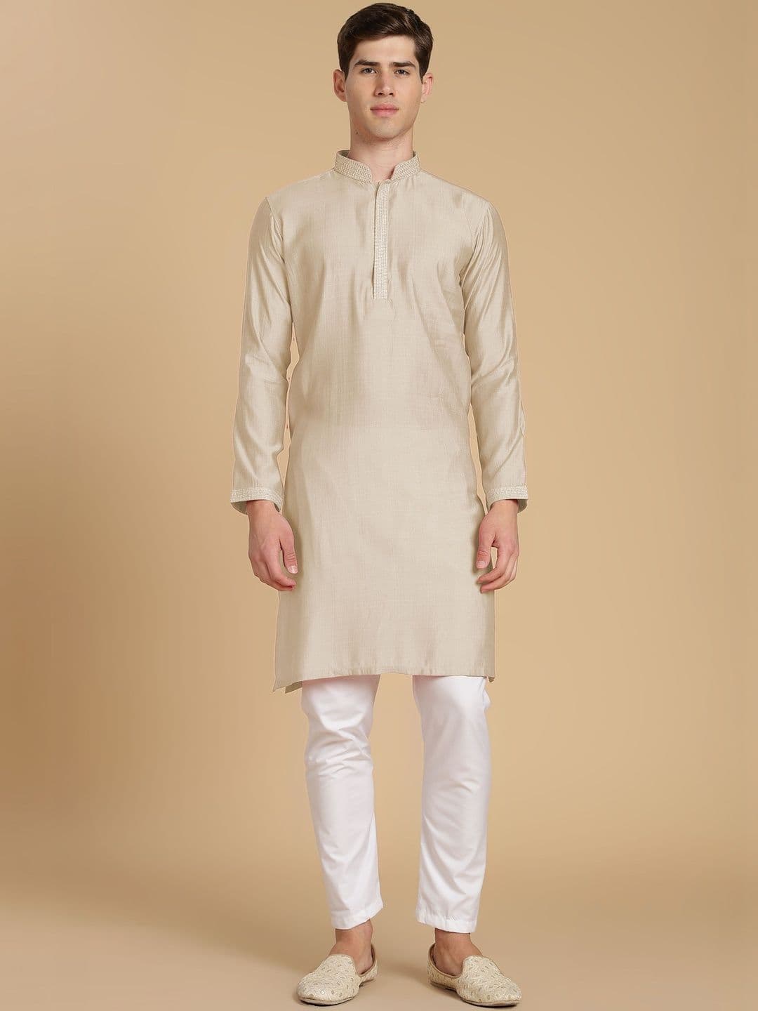 Anouk Men Button Patti Embroidery Straight Kurta - view 1