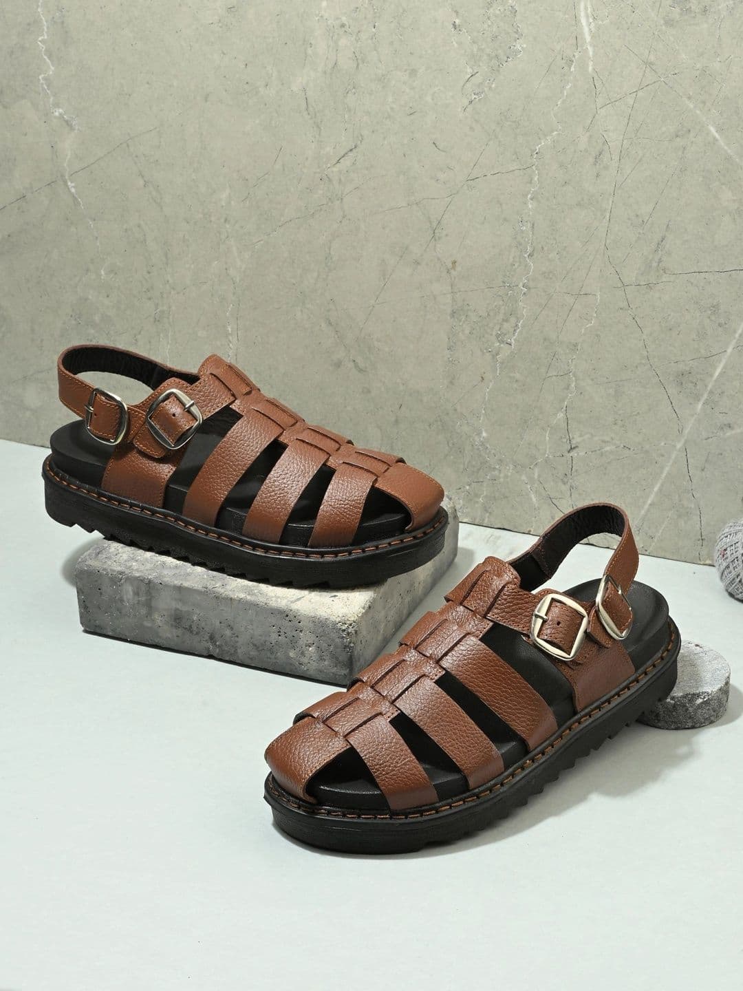 House of Pataudi Men Leather Fisherman Sandals - view 1
