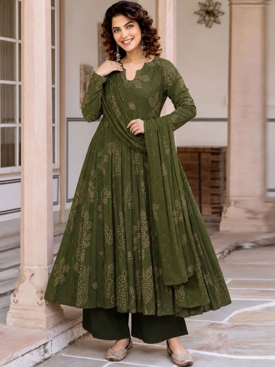 Anni Designer Women Ethnic Motifs Printed Panelled Kurta with Palazzos & With Dupatta - view 1