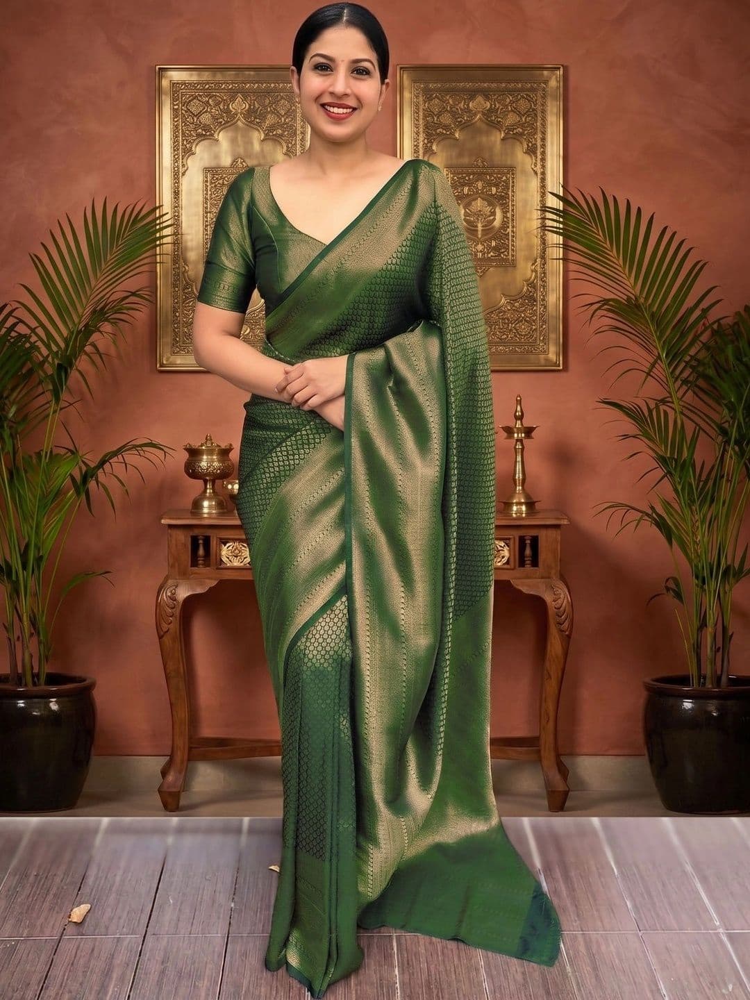 Narayan creations Woven Design Zari Art Silk Banarasi Saree - view 1
