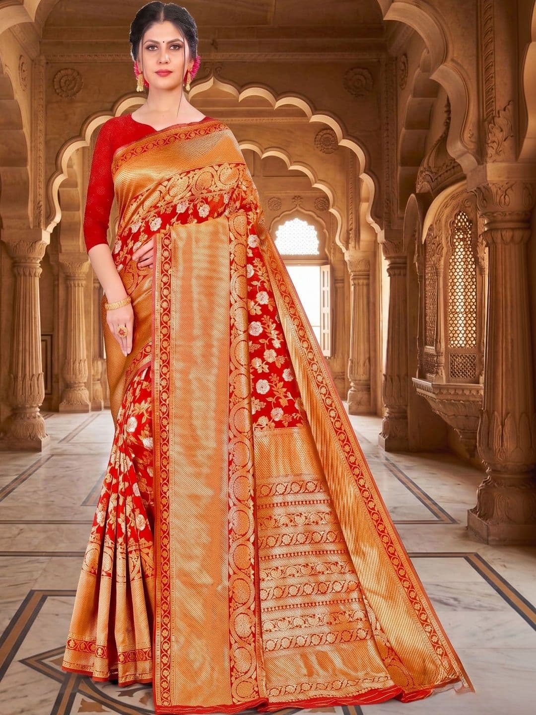 AJ FASHION PLUS Woven Design Zari Art Silk Banarasi Saree - view 1