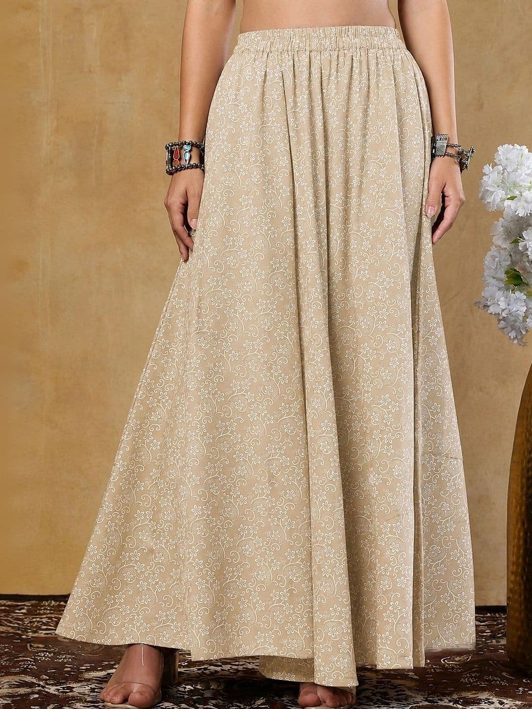Enchanted Drapes Women Cotton Floral Maxi Flared Skirt - view 1