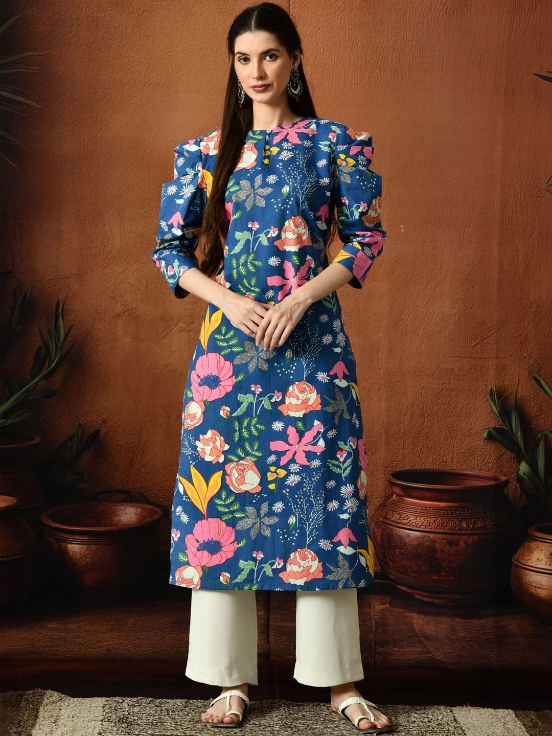 Anouk Women Floral Printed Keyhole Neck Kurta - view 1