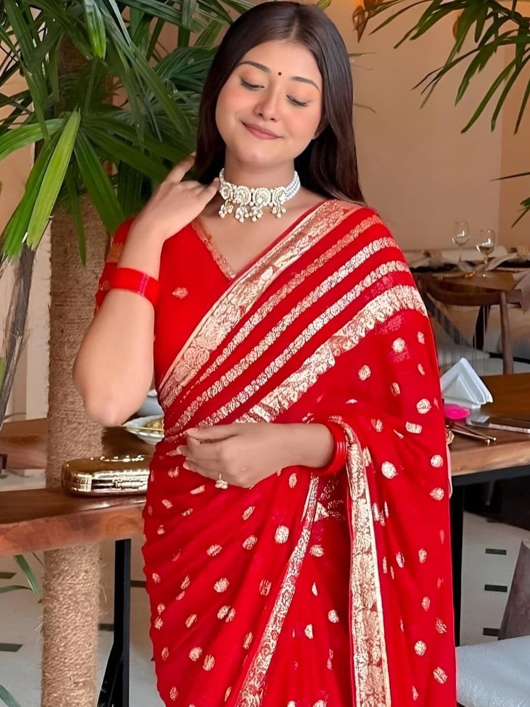 Anouk Embellished Zari Poly Georgette Designer Saree - view 1