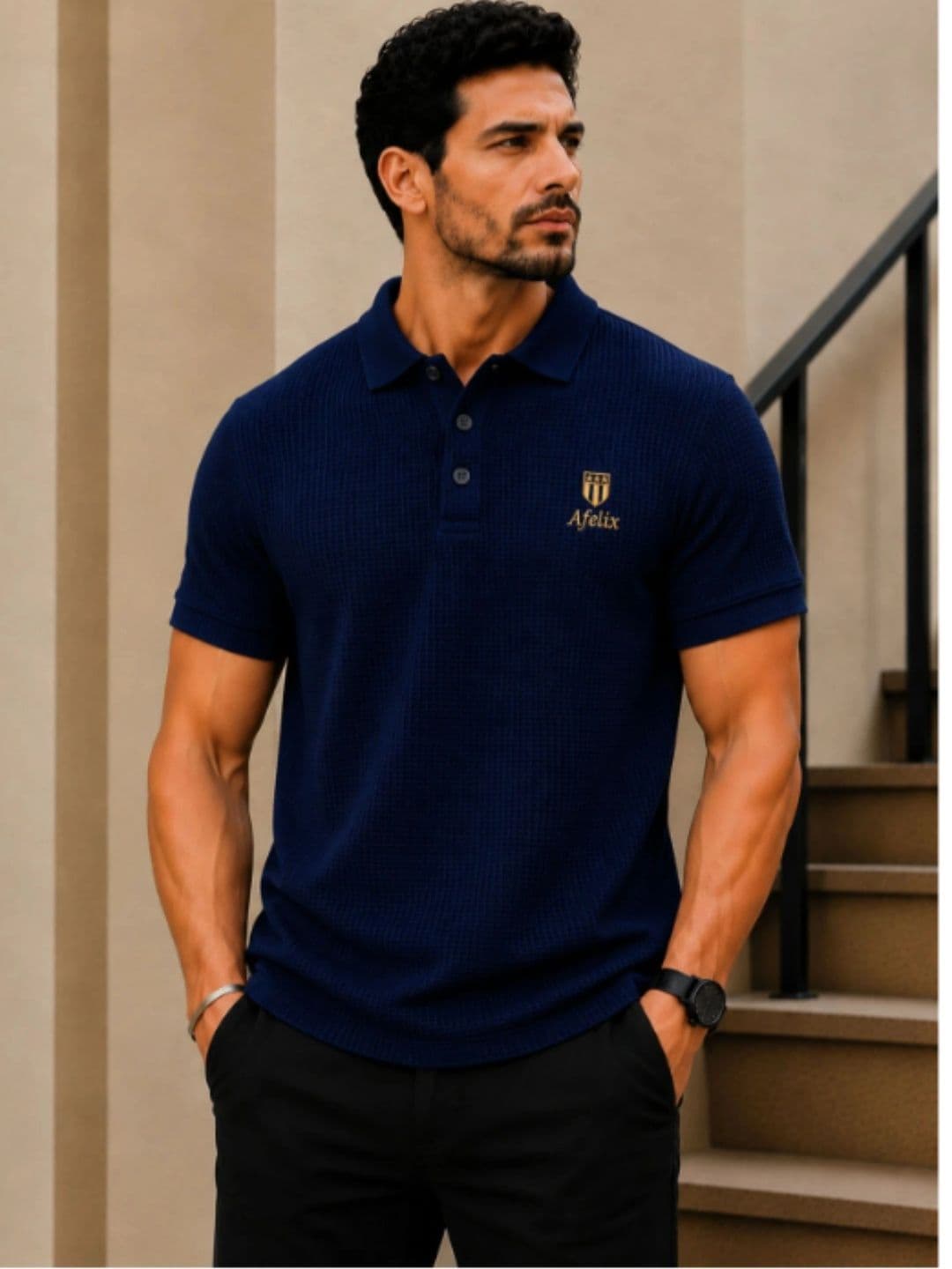Afelix Men Brand Logo Polo Collar T-shirt - view 1
