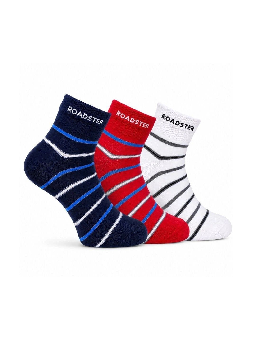 Roadster Men Pack of 3 Cotton Striped Above Ankle Socks - view 1