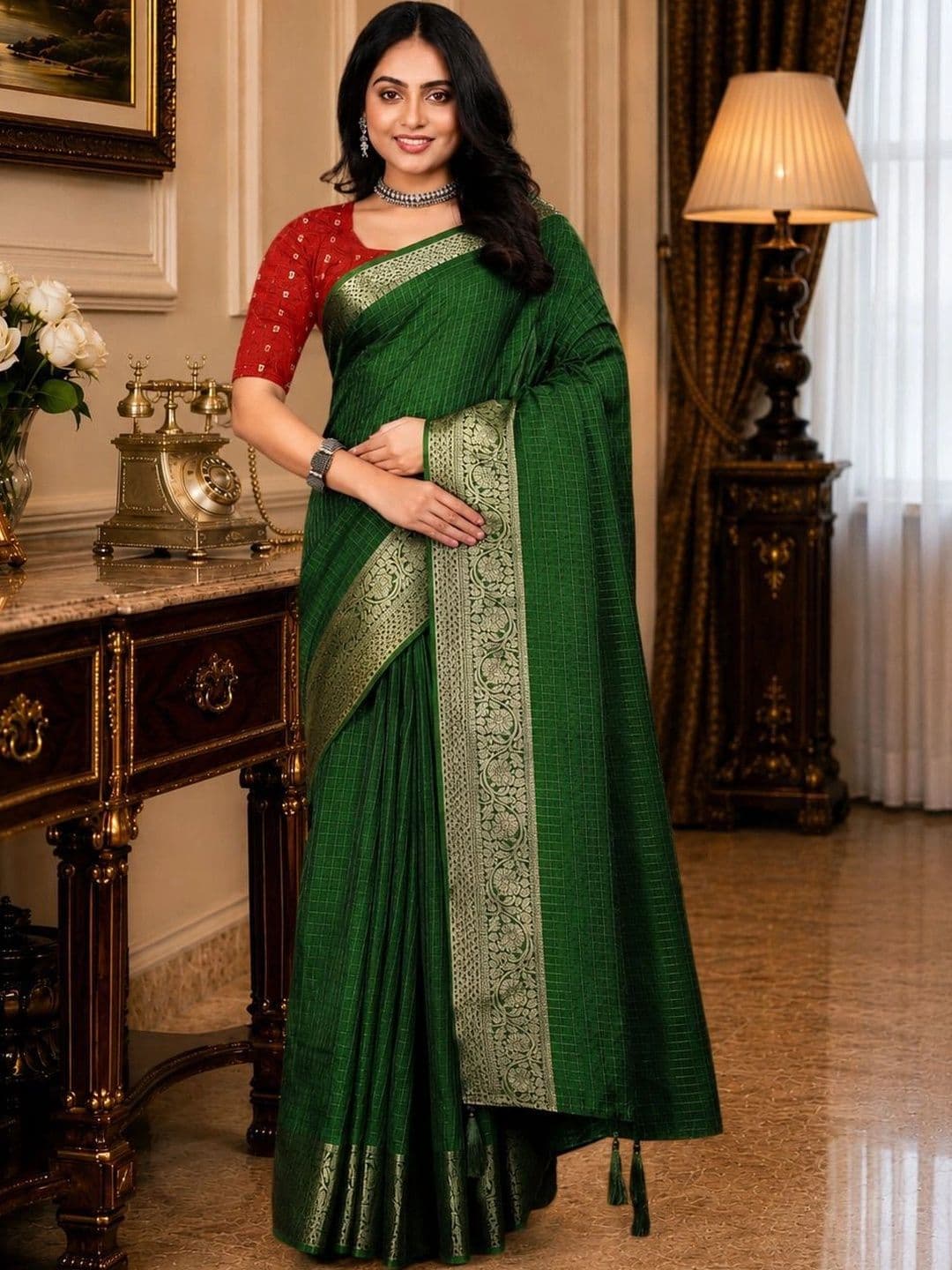SSHAGUN LIFESTYLE Woven Design Zari Heavy Work Banarasi Saree - view 1