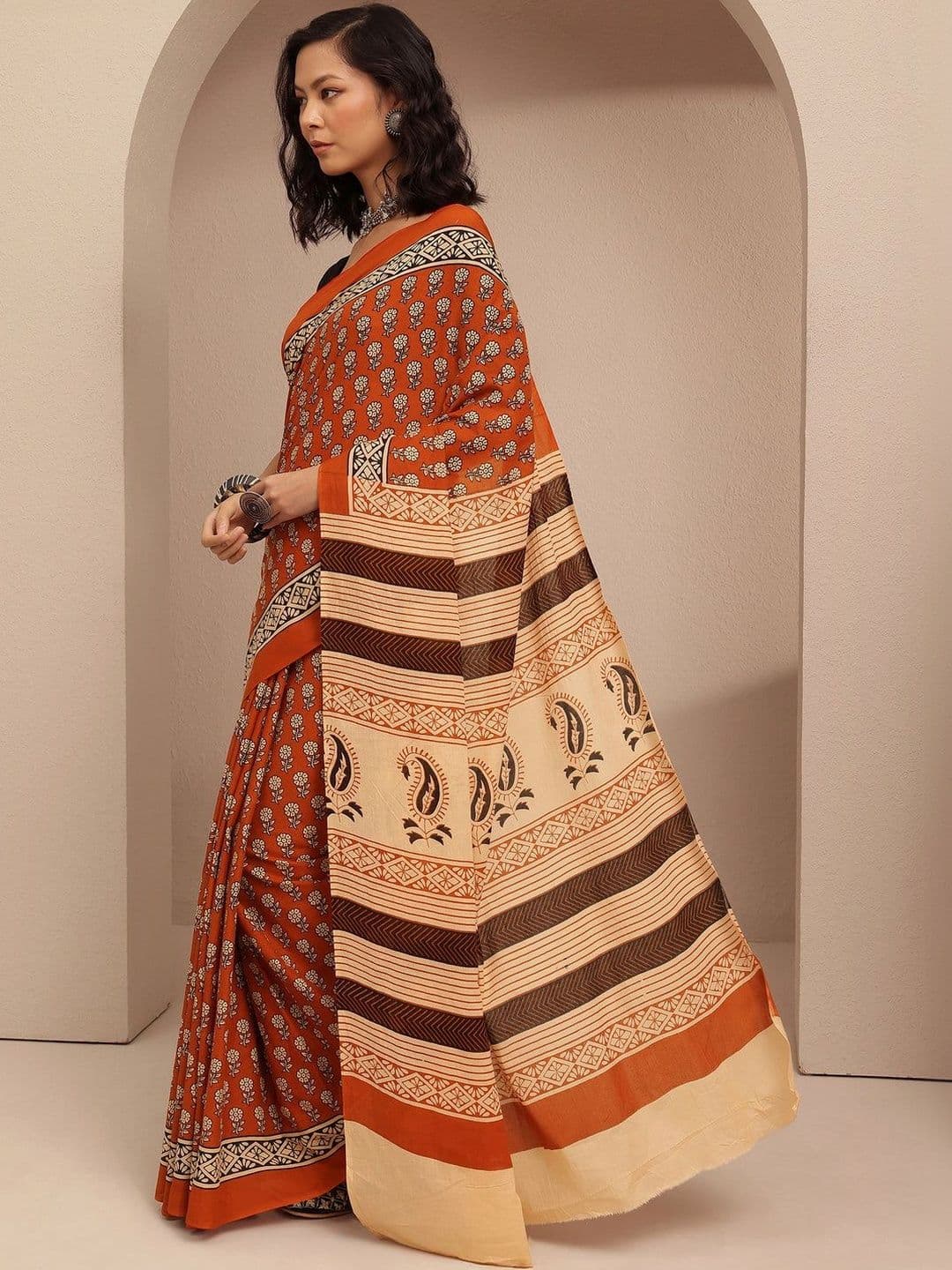 Anouk Ethnic Motifs Pure Cotton Saree - view 1