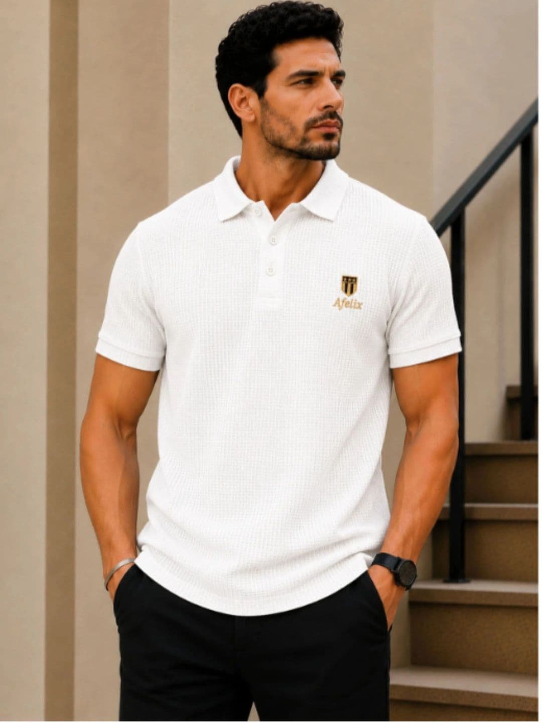 Afelix Men Brand Logo Polo Collar T-shirt - view 1