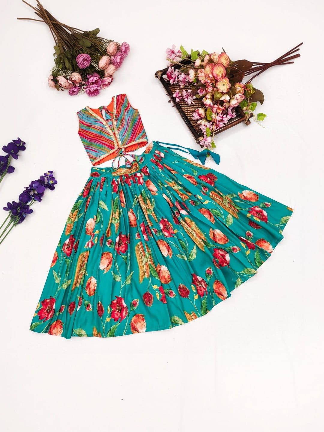 DRISHIV ENTERPRISE Girls Printed Ready to Wear Lehenga & - view 1