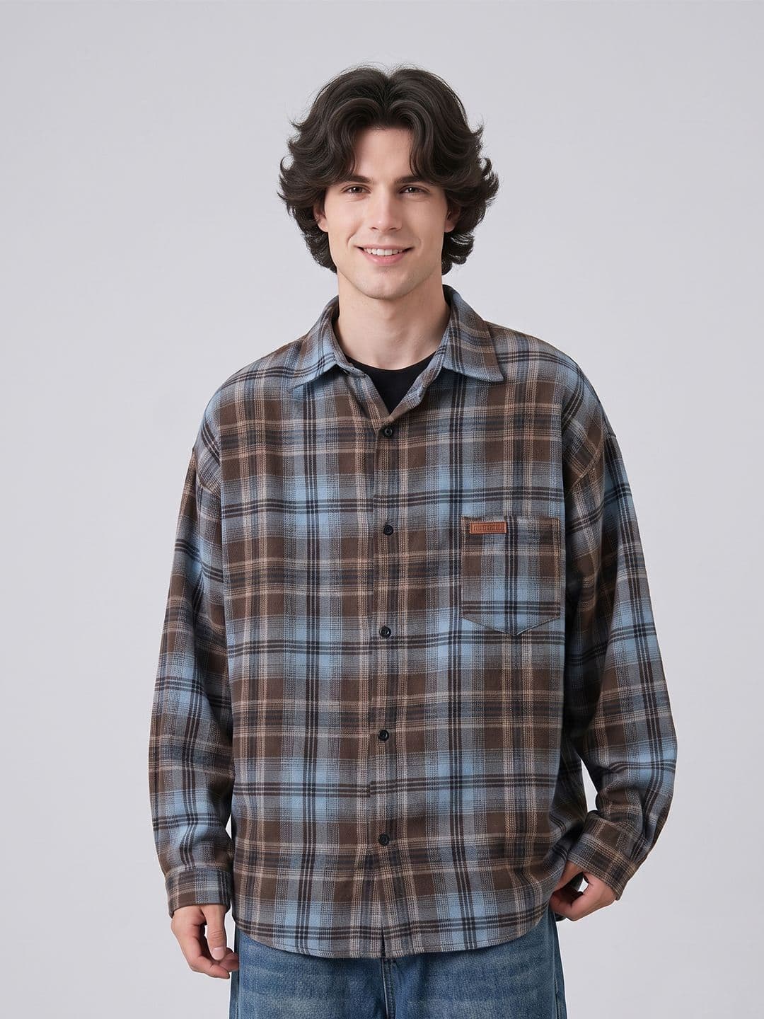 Suo Men Checked Casual Shirt - view 1