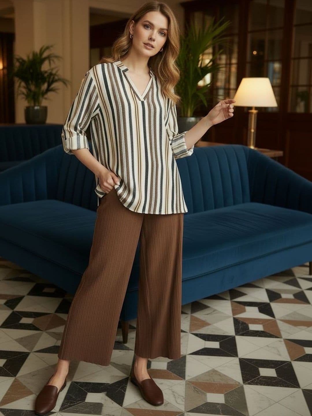 Anouk Striped Top with Palazzos - view 1