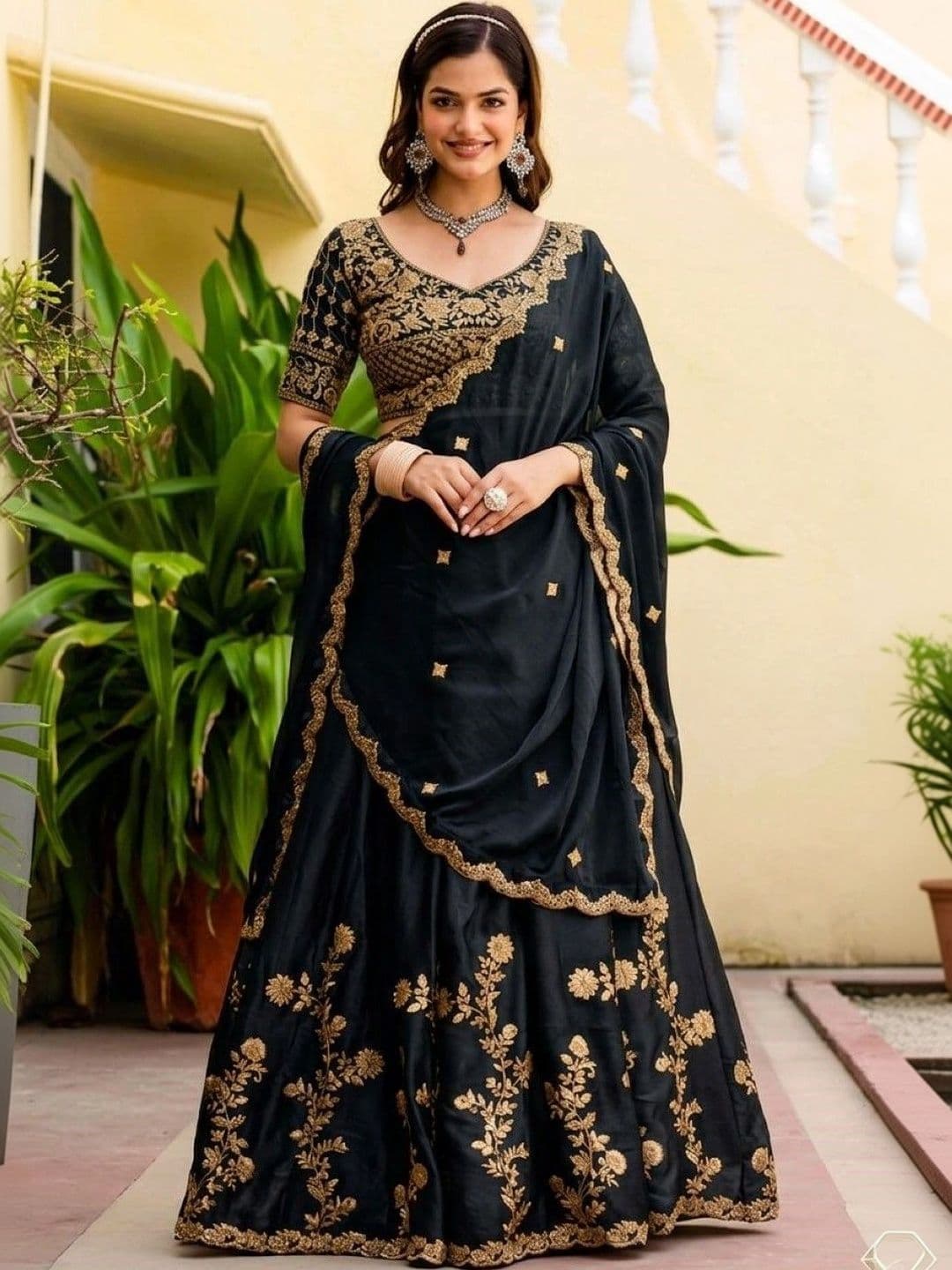 NEPYUN COLLECTION Embroidered Unstitched Lehenga & Blouse With Dupatta - view 1