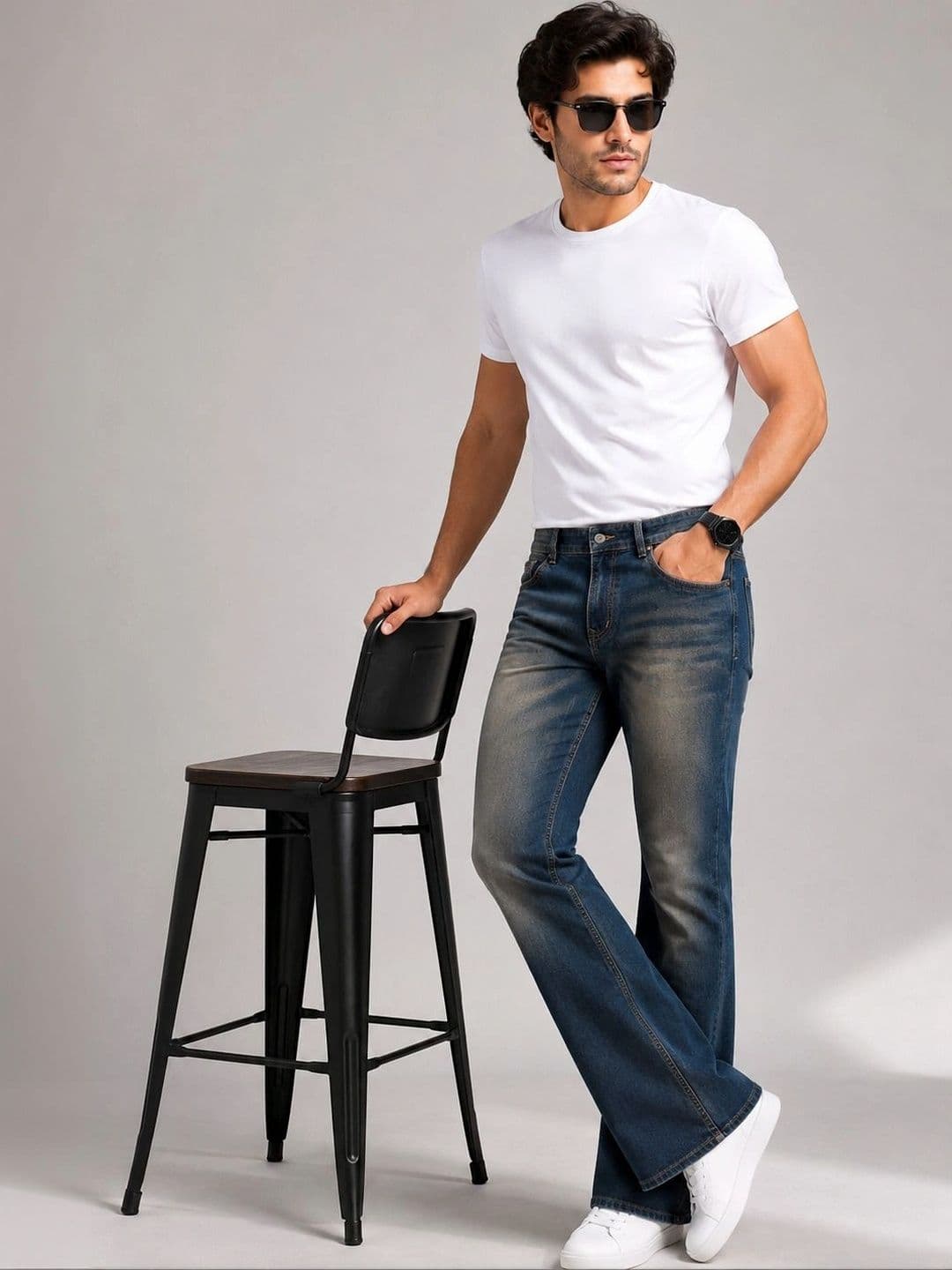 FUDE PRIDE Men Bootcut Mid-Rise Low Distress Heavy Fade Stretchable Jeans - view 1