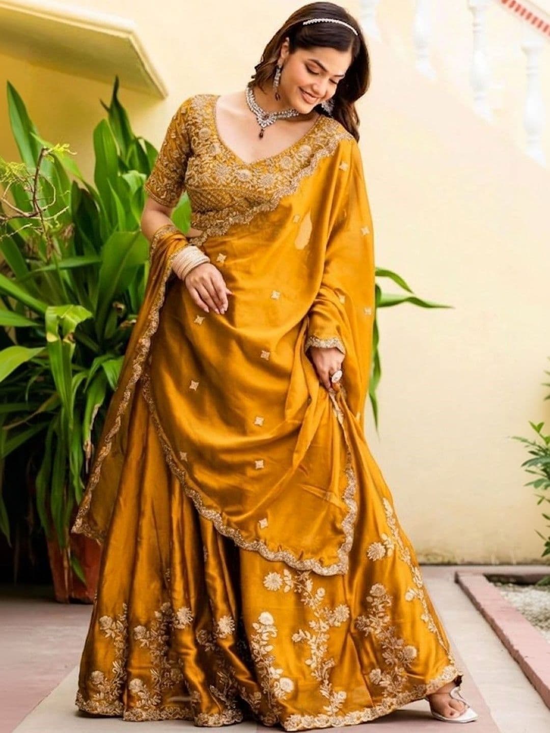 NEPYUN COLLECTION Embroidered Thread Work Unstitched Lehenga & Blouse With Dupatta - view 1
