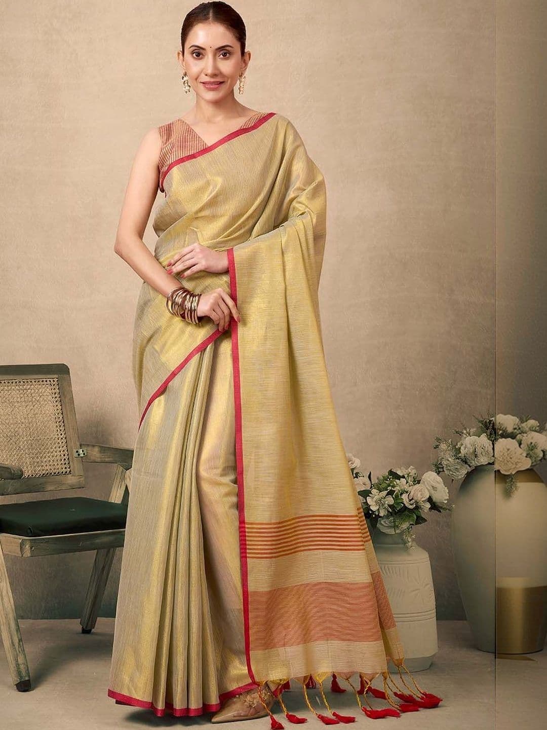 Anouk Woven Design Tissue Handloom Saree - view 1