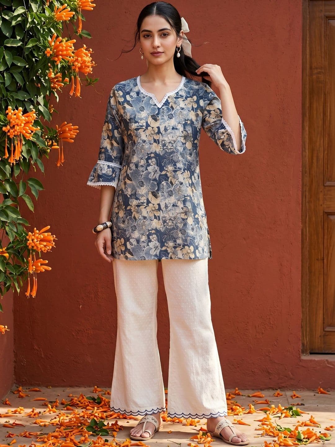 Anouk Women Floral Printed Flared Sleeves Floral Kurta - view 1