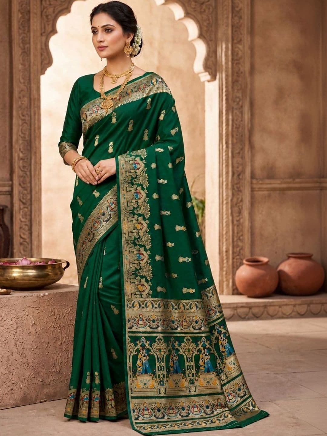 VIRASAT SAREE Woven Design Zari Art Silk Banarasi Saree - view 1