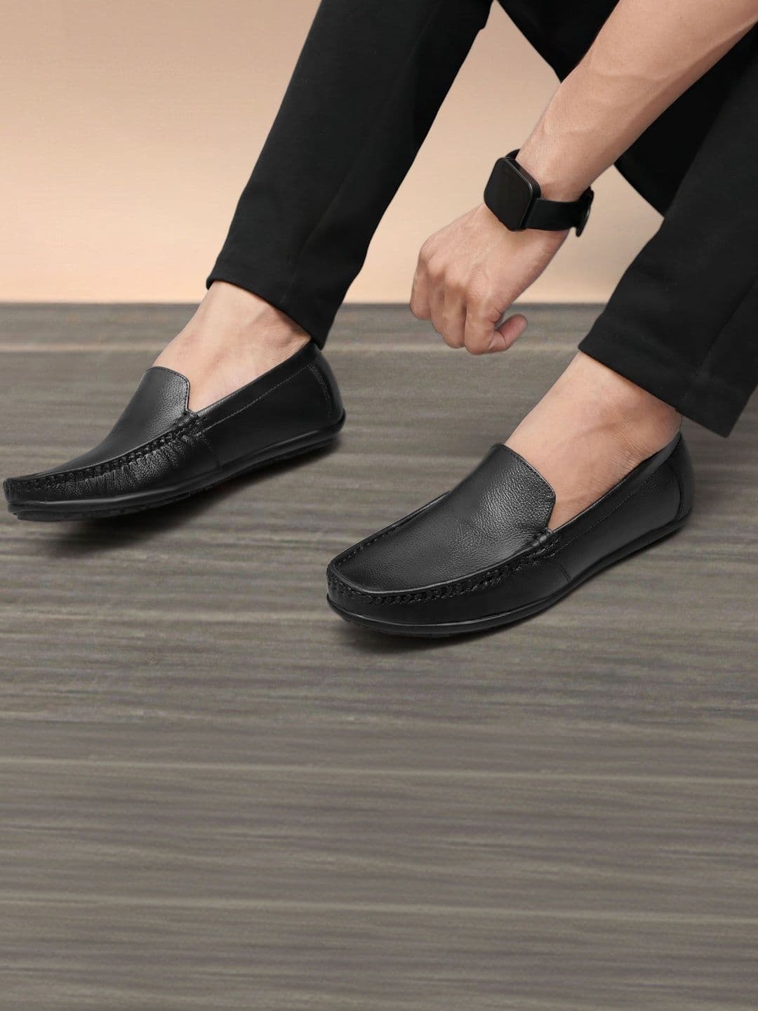 Anouk Men Leather Round Toe Slip-On Loafers Formal Shoes - view 1