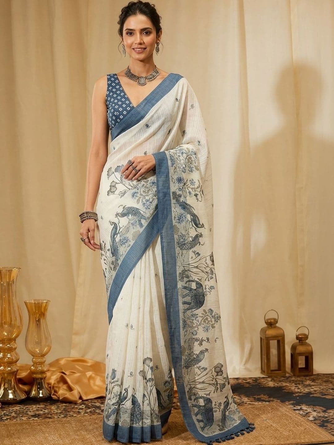 Anouk Kalamkari Cotton Blend Designer Saree - view 1