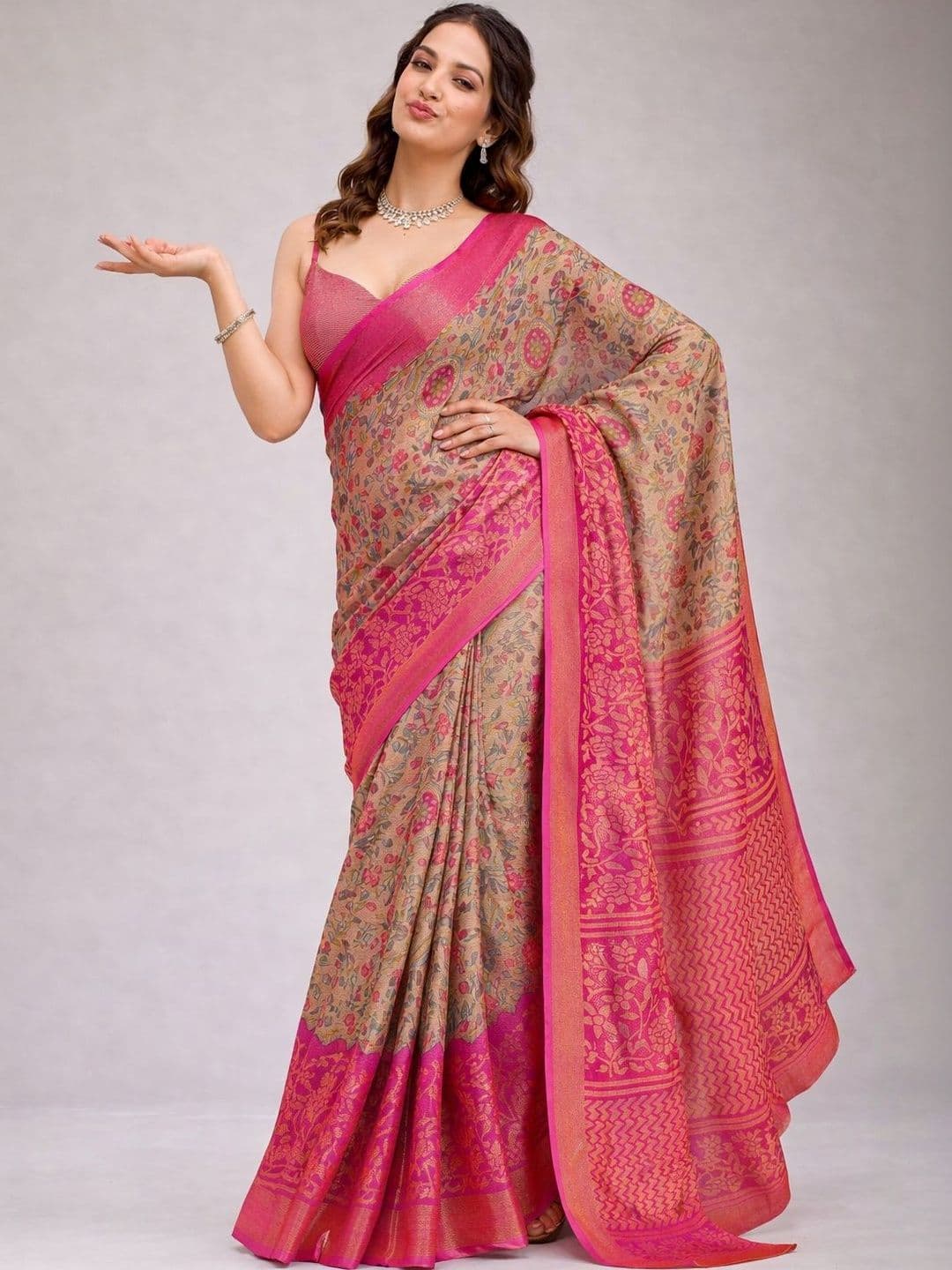 Anouk Ethnic Motifs Woven Design Zari Brasso Saree - view 1
