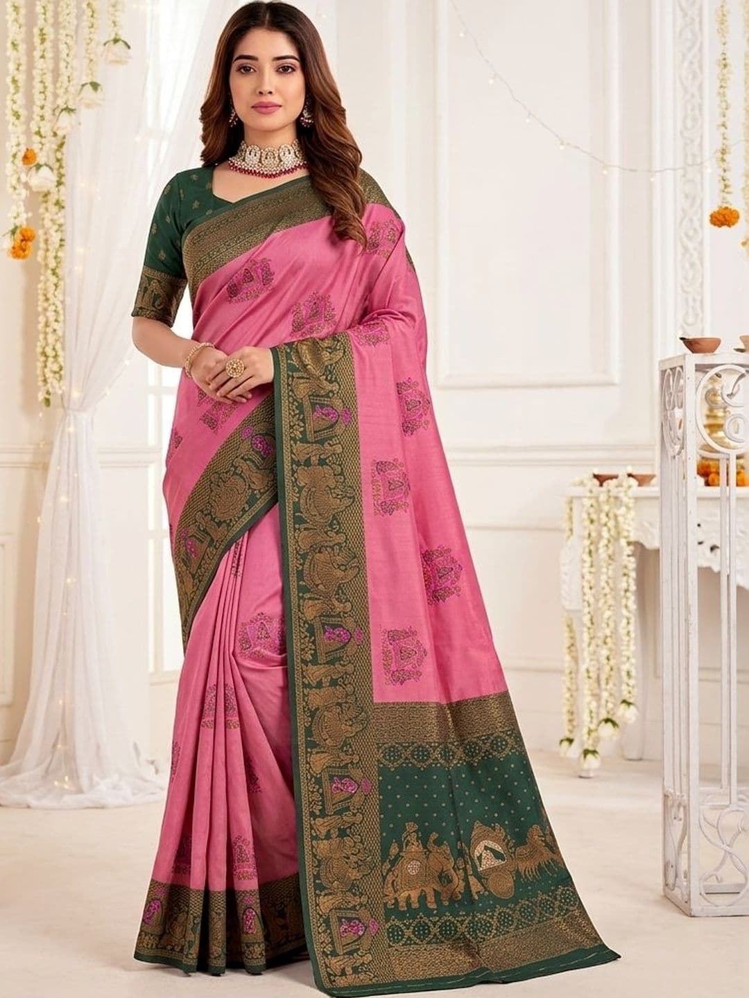 Anouk Woven Design Zari Silk Blend Designer Banarasi Saree - view 1