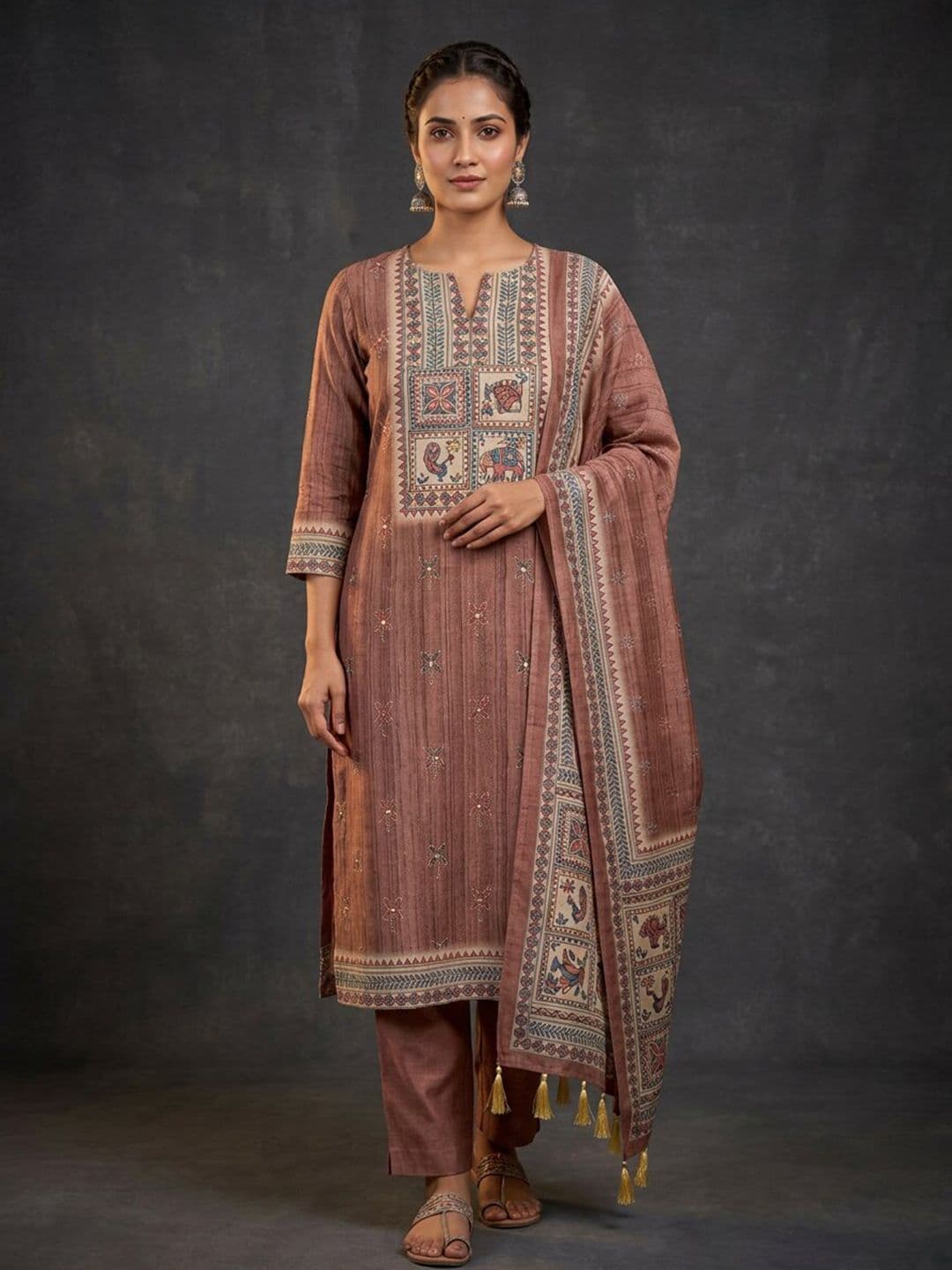 Anouk Women Ethnic Motifs Printed Regular Kurta with Trousers & With Dupatta - view 1