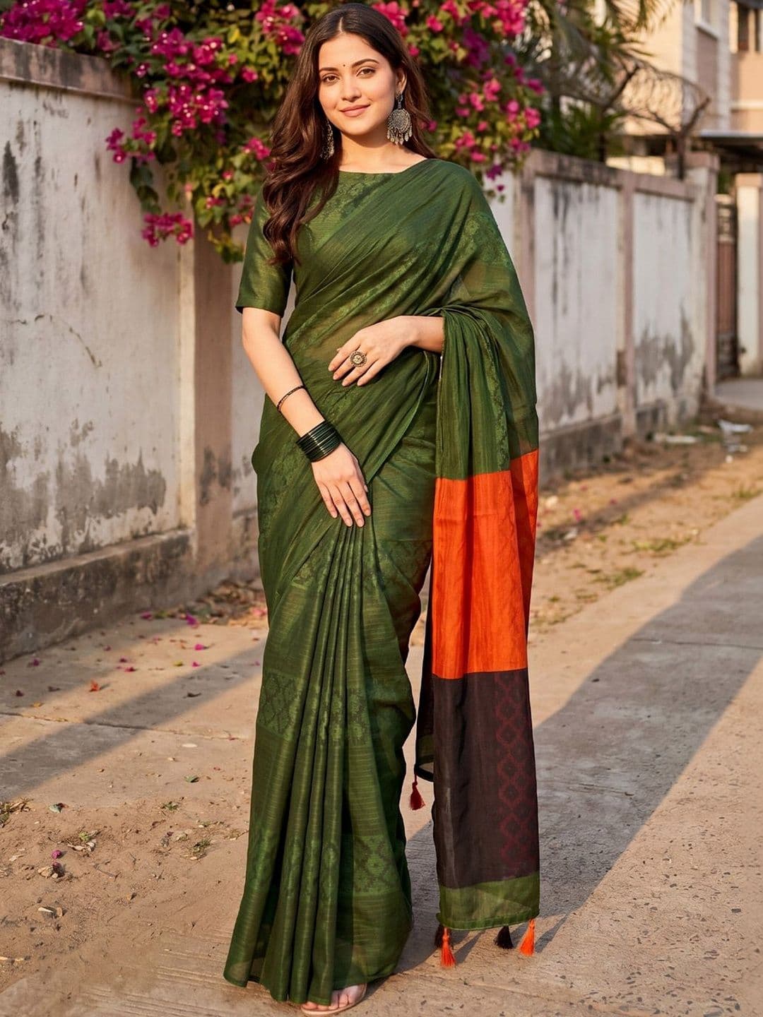 Anouk Ethnic Motifs Tussar Saree - view 1